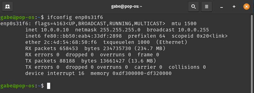 ifconfig popos