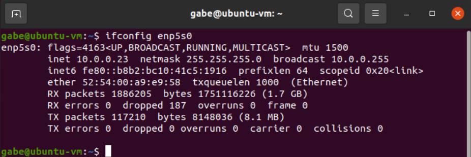 ubuntu ifcongif