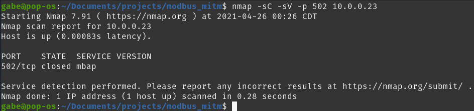 nmap - server down